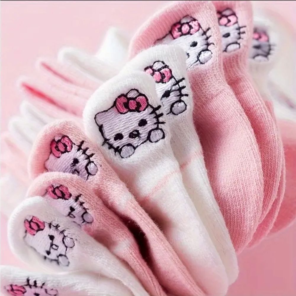 Hello Kitty Socks 5 pair Pink & White  Ankle Socks